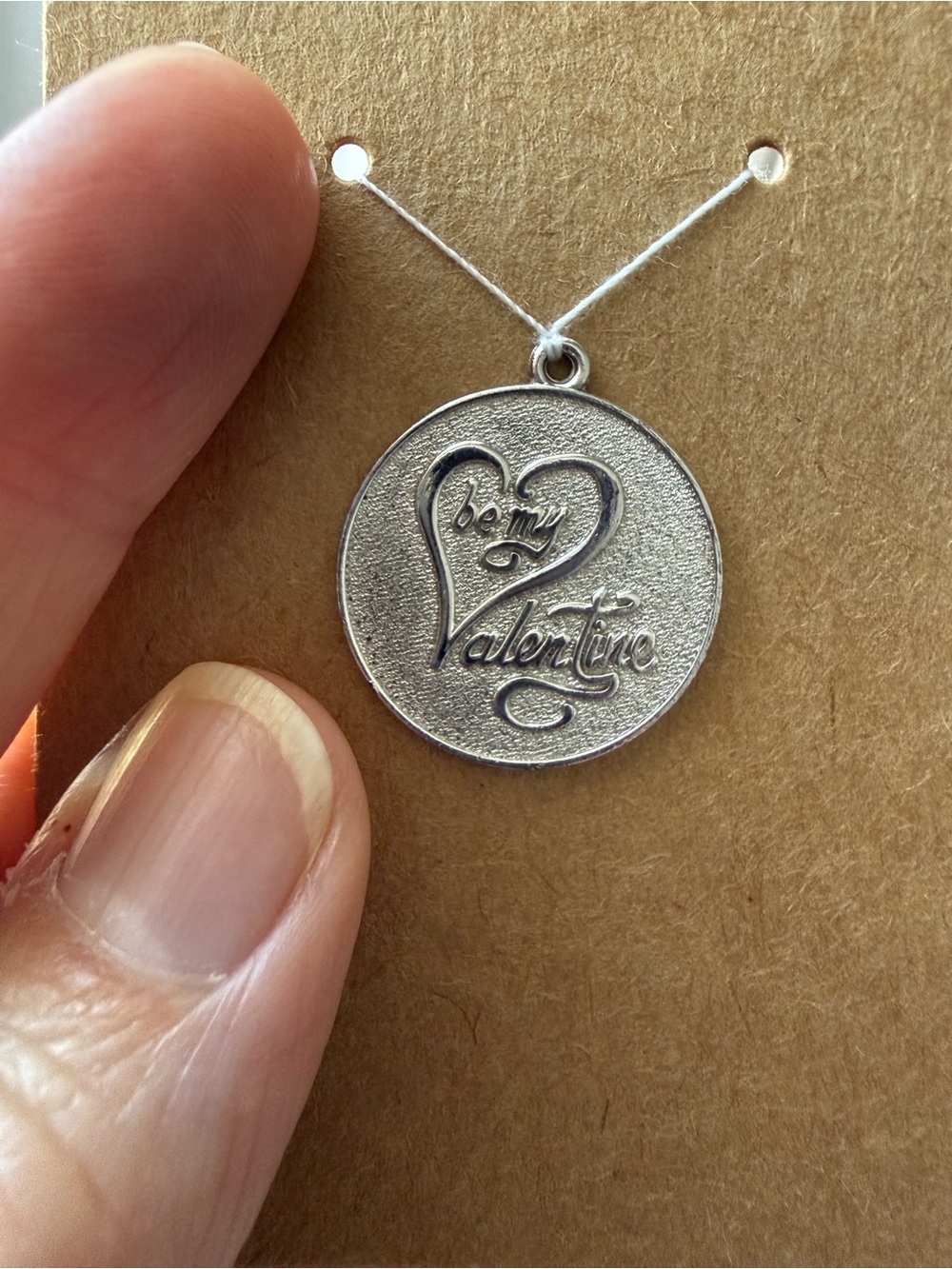 Be My Valentine Silver-Tone Round Pendant -no Necklace